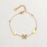 Gold color / 1 Piece Simple Classic Style Butterfly Shape Stainless Steel  Gold Color Women's Charm Bracelet Picture2